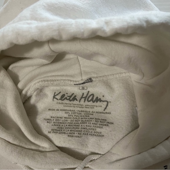 KEITH HARING Unity Circle 2 Graphic Hoodie Sweatshirt White Size Small - Picture 8 of 9